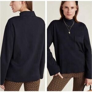 Anthropologie Stateside Black Mockneck oversized crop top